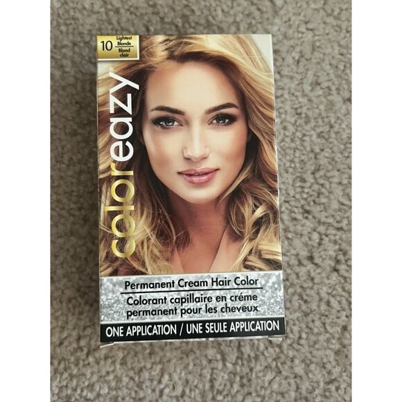 Coloreazy Permanent Cream Hair Color 10 Lightest Blonde Blond Clair One Applicat - Picture 1 of 5
